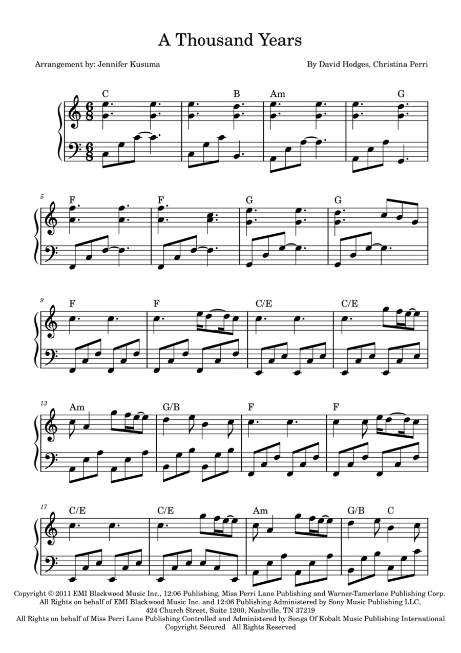 A Thousand Years Voice scores gallery preview page 1