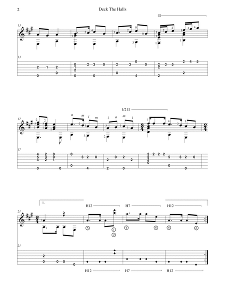 "Deck the Halls" for solo classical fingerstyle guitar (+ TAB) image number null