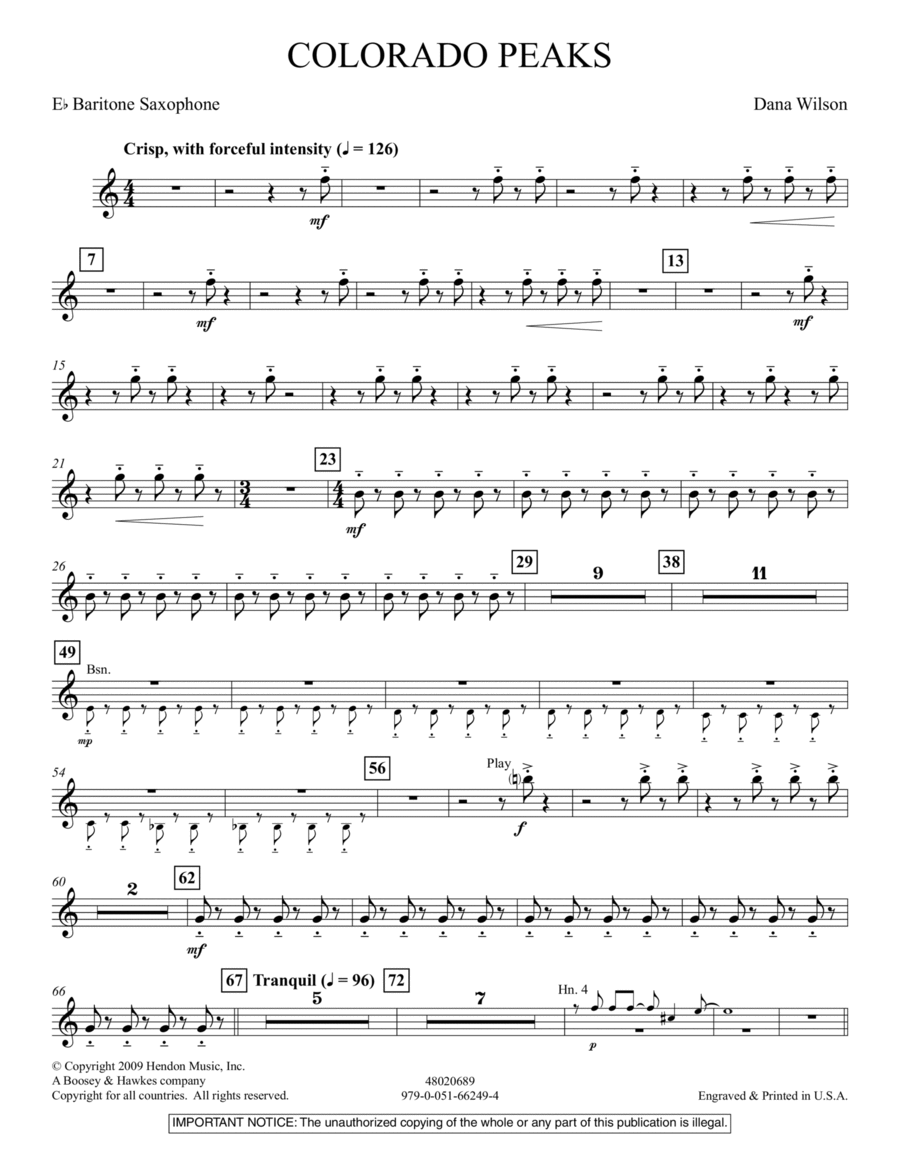 Colorado Peaks - Eb Baritone Sax Concert Band scores gallery preview page 1