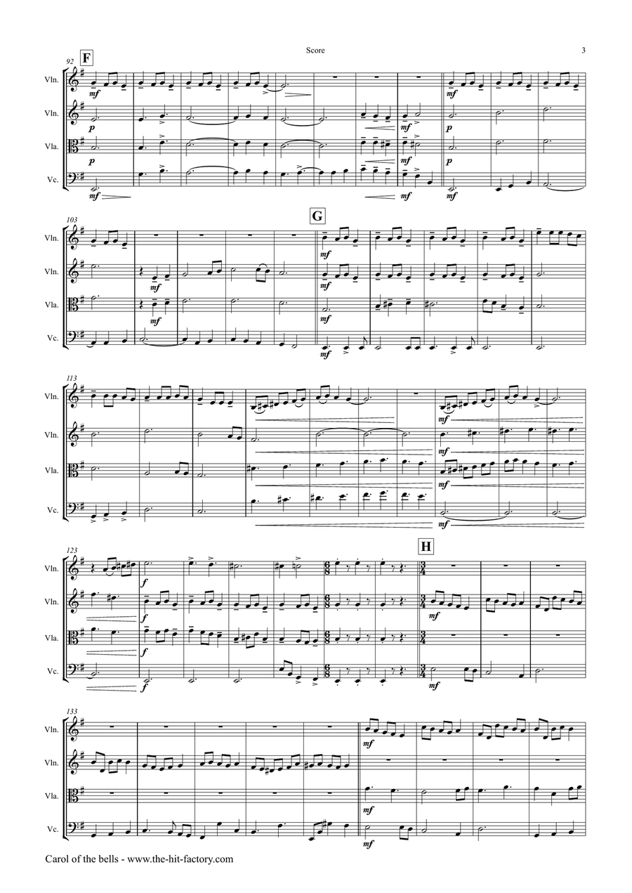 Carol of the Bells - Pentatonix style - String Quartet String Quartet scores gallery preview page 3