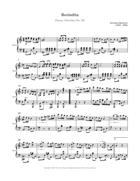 Recóndita - Danza for Piano image number null
