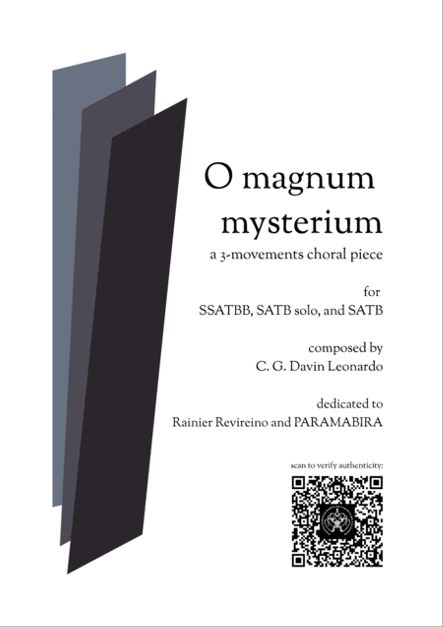 O magnum mysterium - acapella 3 movements choral music Divisi scores gallery preview page 1