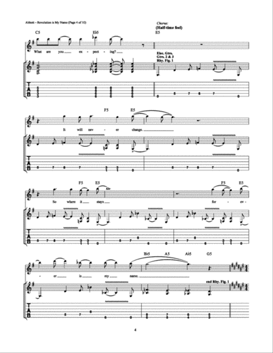 Revolution Is My Name Electric Guitar scores gallery preview page 4