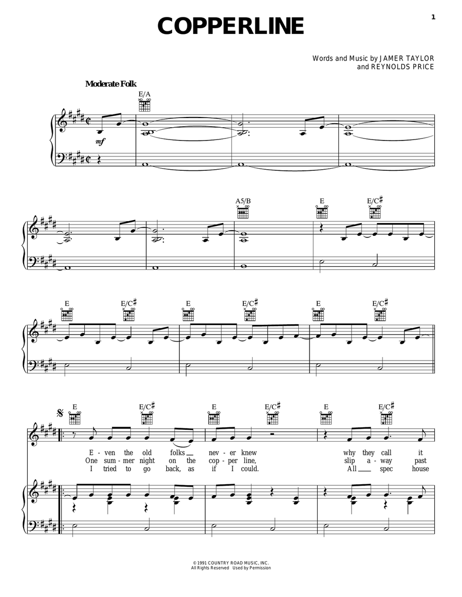 Copperline Piano, Vocal, Guitar scores gallery preview page 1