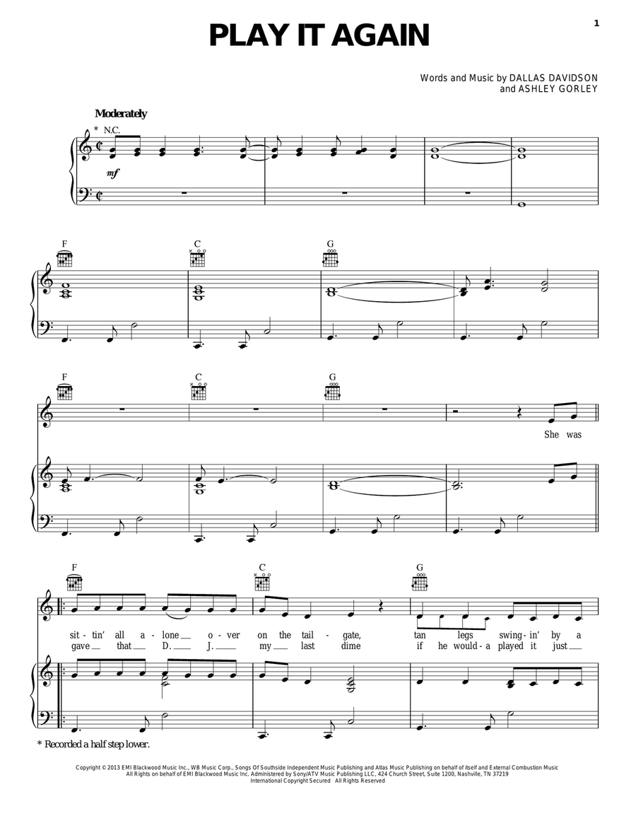 Play It Again Piano, Vocal, Guitar scores gallery preview page 1
