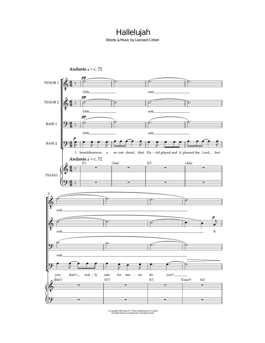 Hallelujah Hallelujah TTBB scores gallery preview page 1