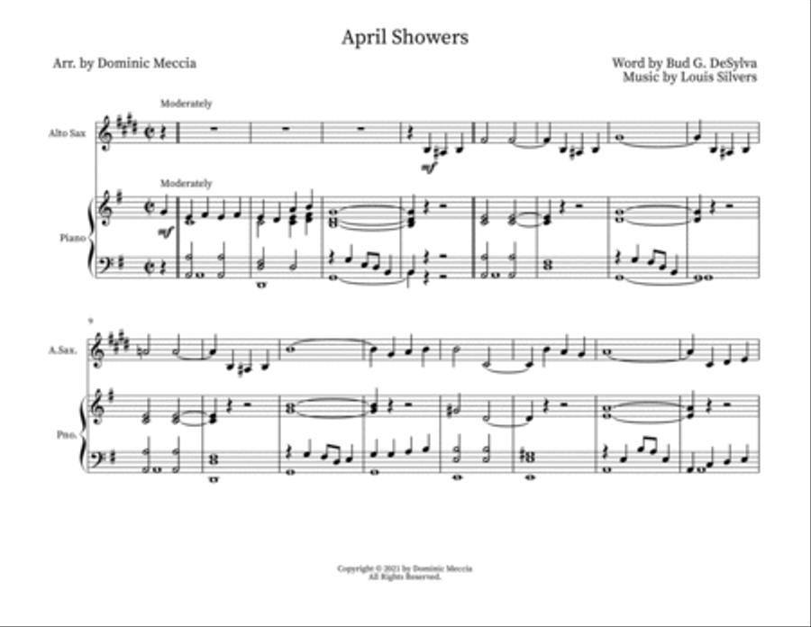April Showers April Showers Alto Saxophone scores gallery preview page 1