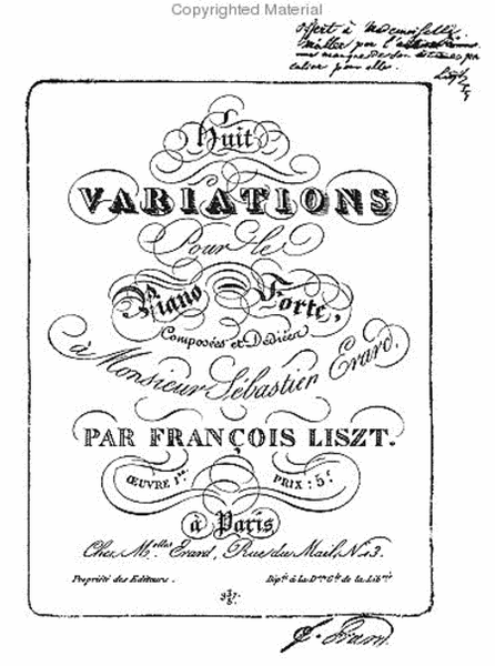 Eight variations for the fortepiano. Opus I. 1824