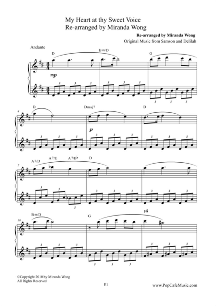 My Heart at thy Sweet Voice - Famous Piano Music No.9 My Heart at thy Sweet Voice - Famous Piano Music No.9 Voice scores gallery preview page 1