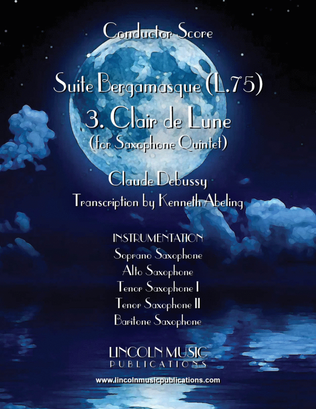 Book cover for Clair de Lune (for Saxophone Quintet SATTB)