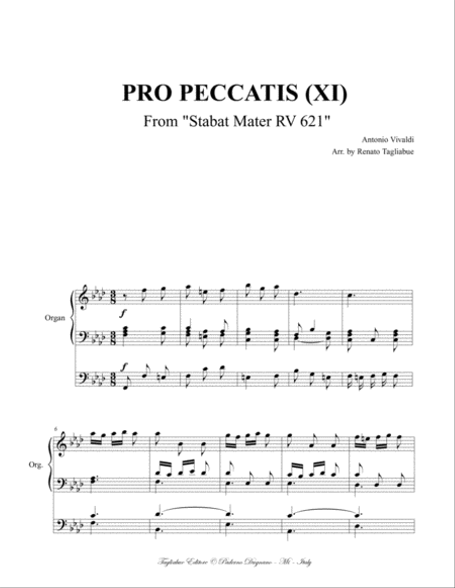 PRO PECCATIS (XI) - (From Stabat Mater- RV 621) - For Alto,and Organ 3 staff Voice scores gallery preview page 2
