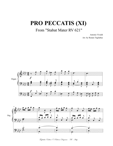 PRO PECCATIS (XI) - (From Stabat Mater- RV 621) - For Alto,and Organ 3 staff image number null