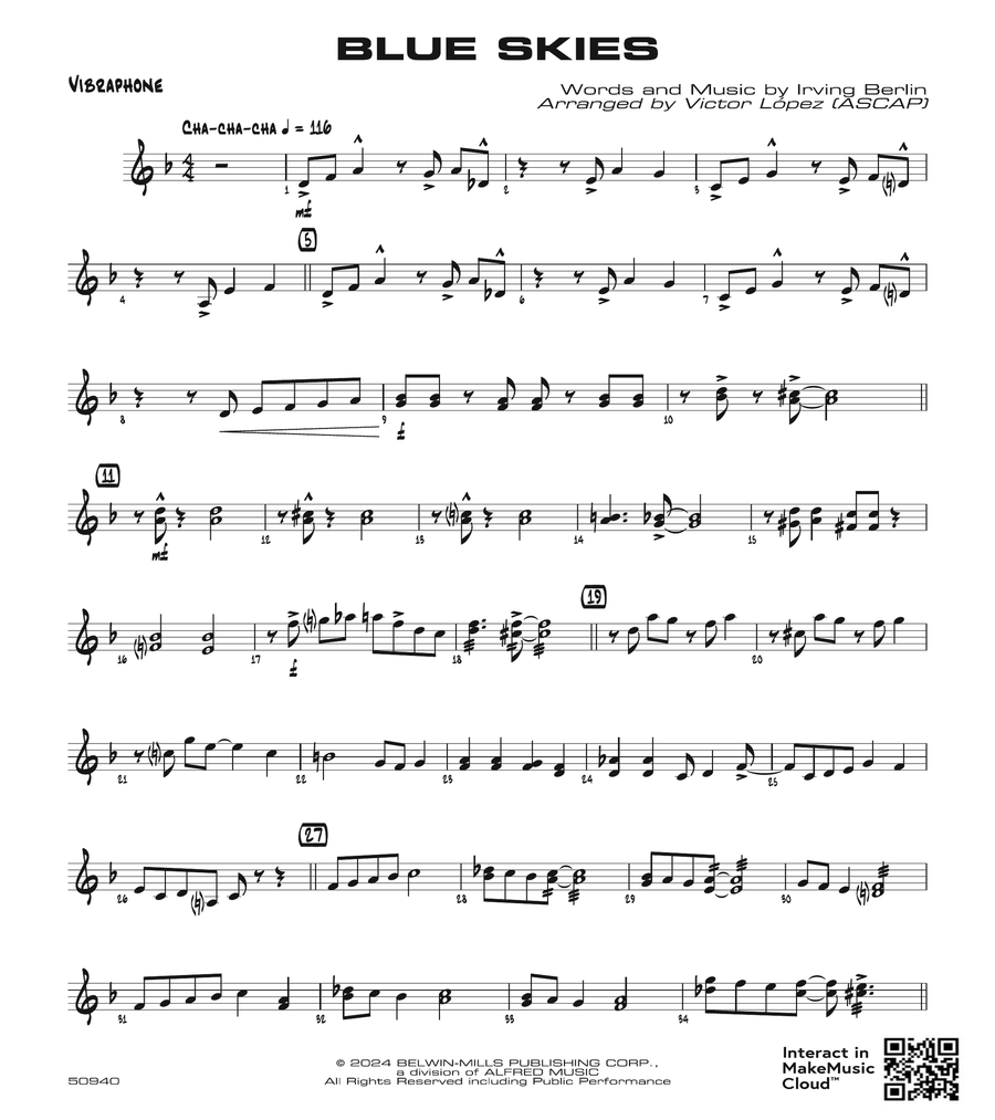 Blue Skies: Vibraphone Vibraphone scores gallery preview page 1