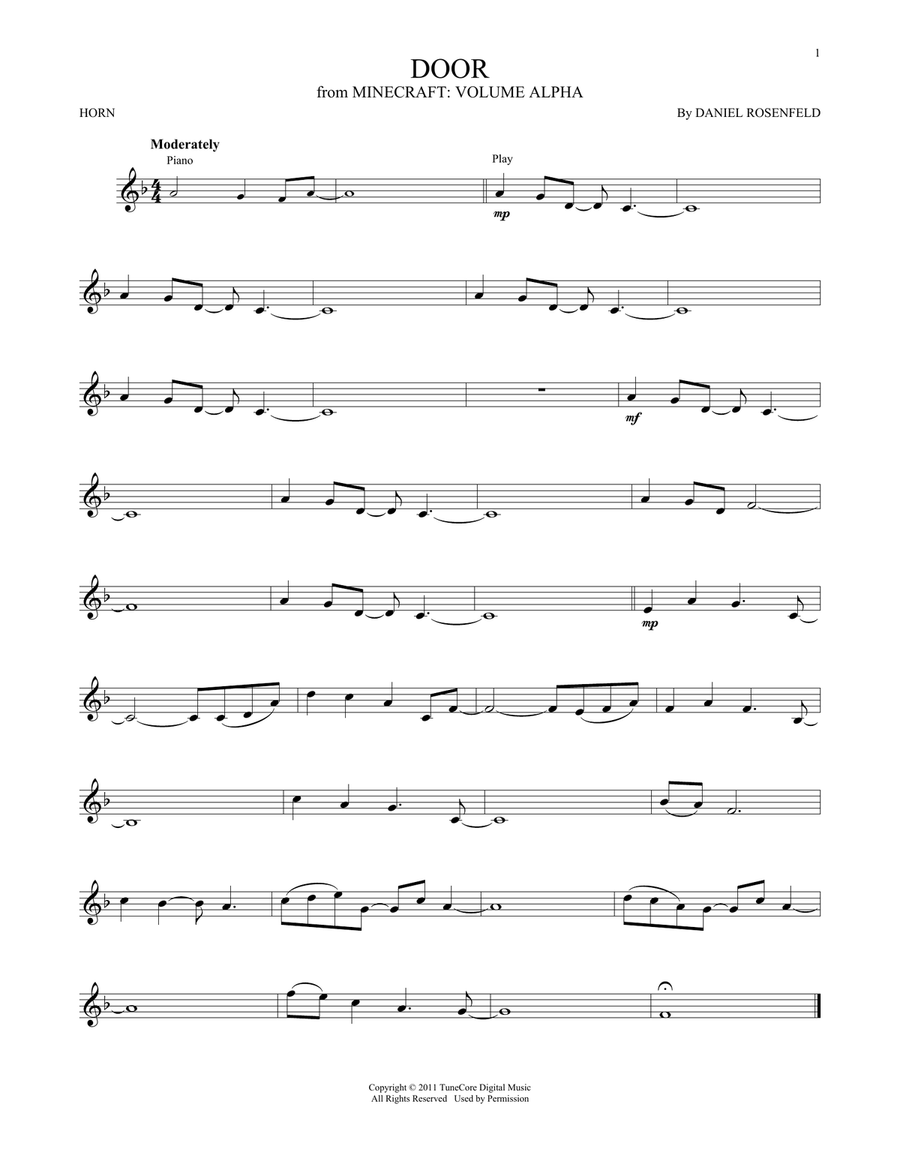 Door (from Minecraft) Door (from Minecraft) Horn Solo scores gallery preview page 1