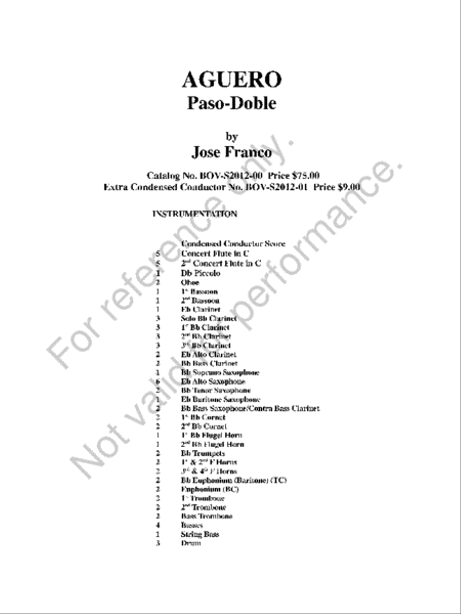 Aguero, paso doble Concert Band scores gallery preview page 2