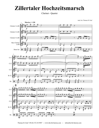 Zillertaler Hochzeitsmarsch - October Fest - Clarinet Quartet - F