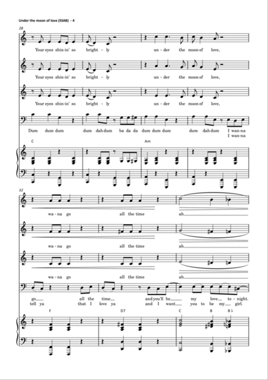 Under The Moon Of Love 4-Part scores gallery preview page 5