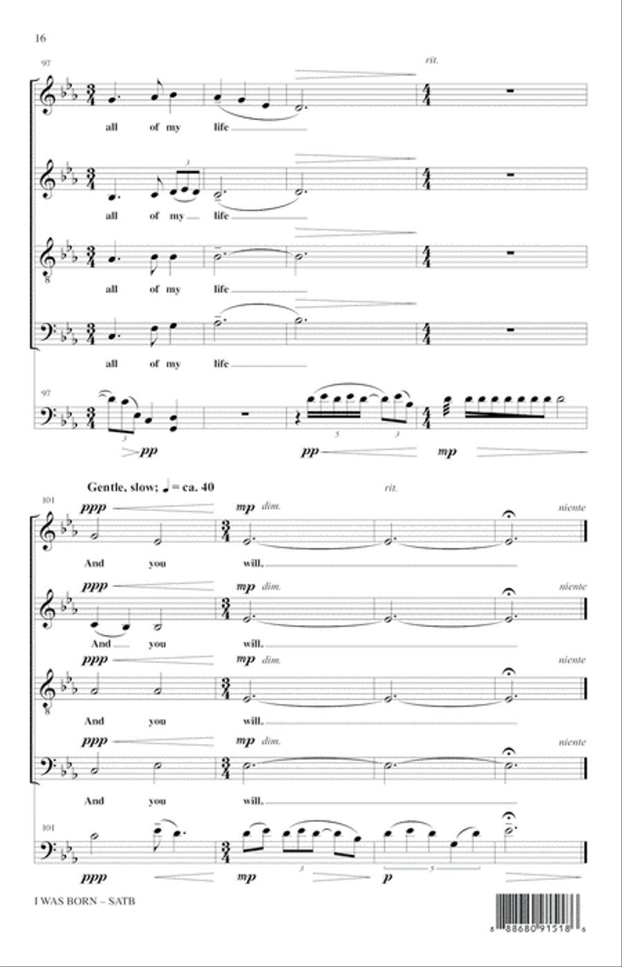 I Was Born 4-Part scores gallery preview page 14
