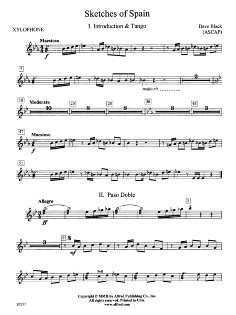 Sketches of Spain: Xylophone Concert Band scores gallery preview page 1