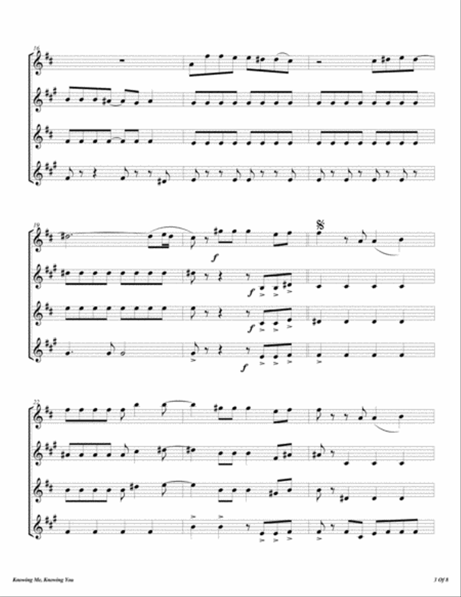 Knowing Me, Knowing You Woodwind Quartet scores gallery preview page 4