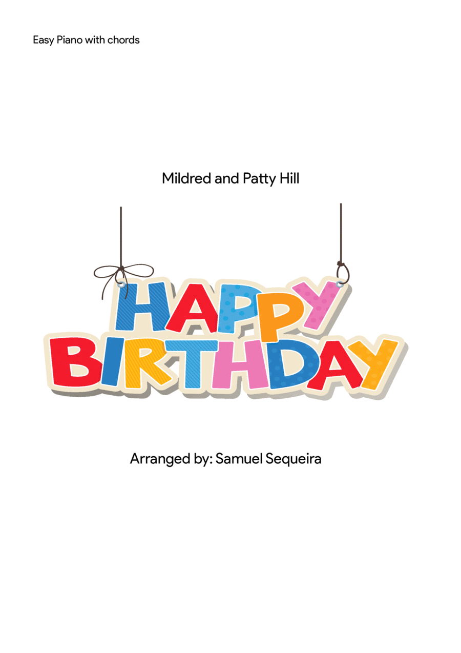 Happy Birthday - chords - Tonality: G Easy Piano scores gallery preview page 1