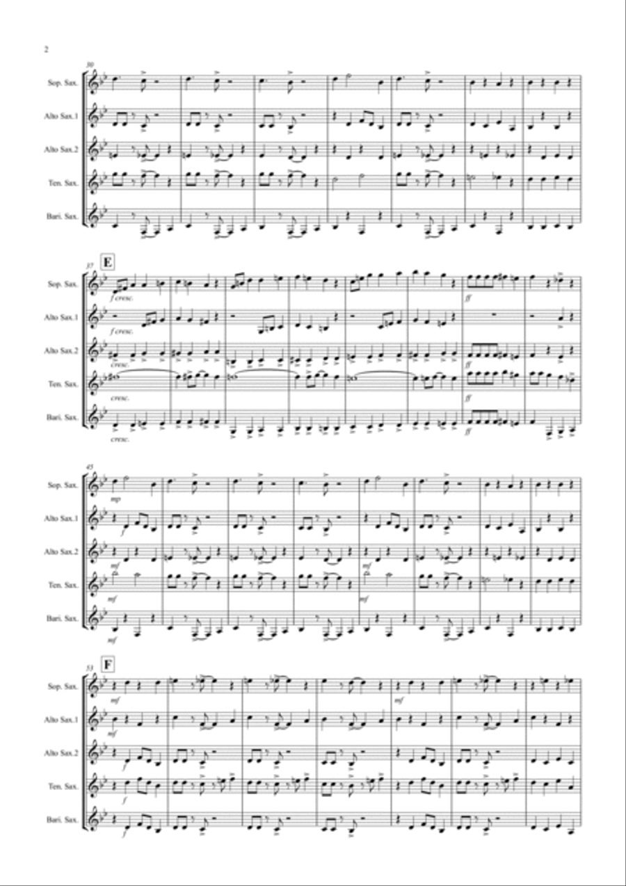 Hot Summer Rag for Saxophone Quintet Saxophone Quintet scores gallery preview page 2