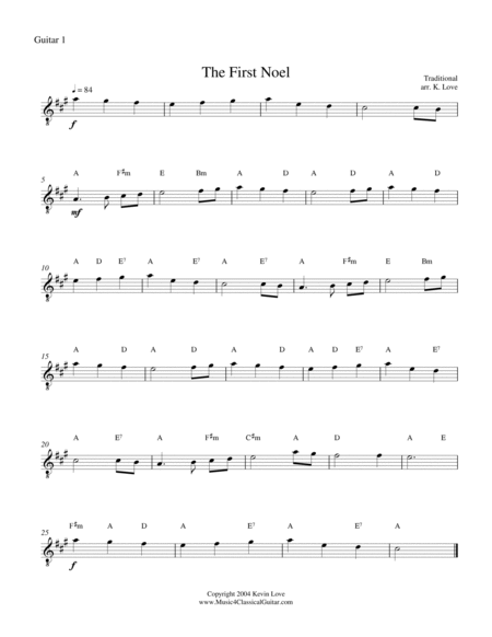The First Noel (Guitar Quartet) - Score and Parts image number null