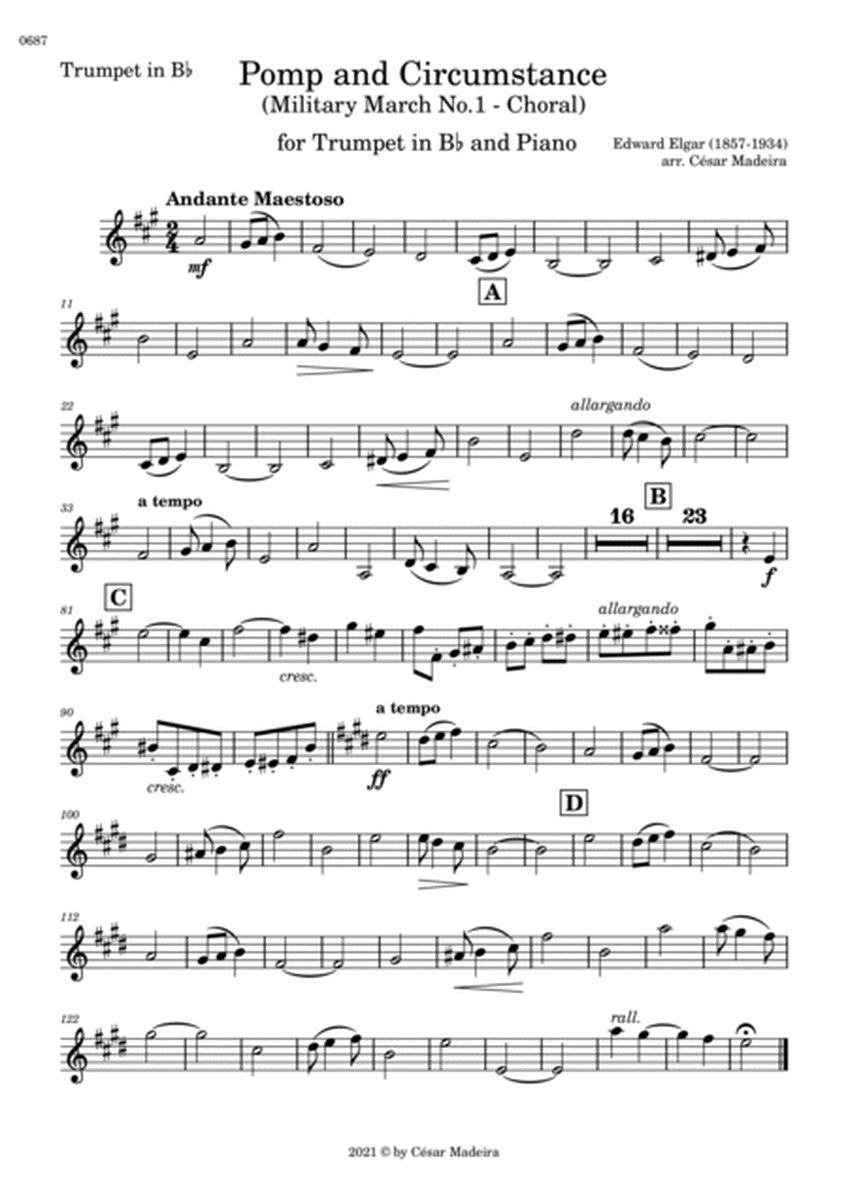 Pomp and Circumstance No.1 - Bb Trumpet and Piano (Individual Parts) image number null