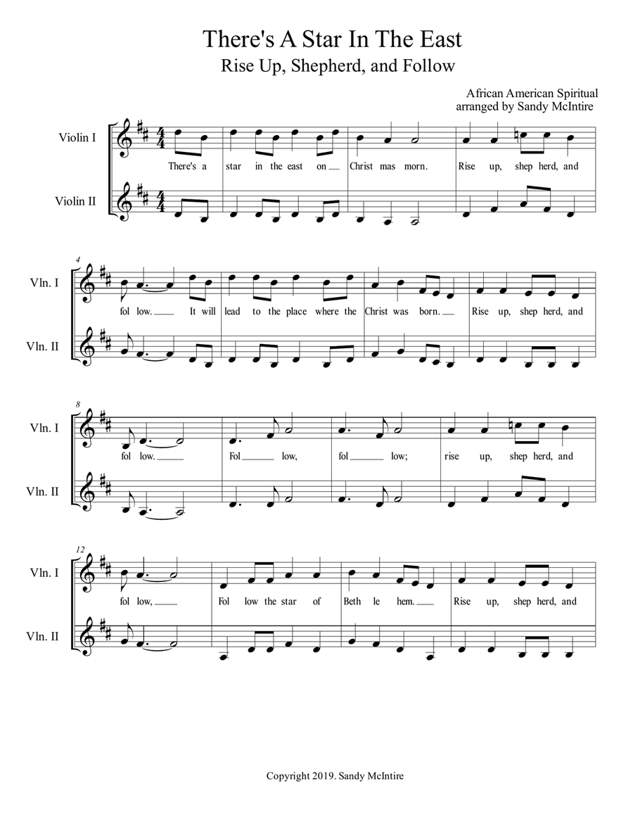There's A Star In The East String Duet scores gallery preview page 1