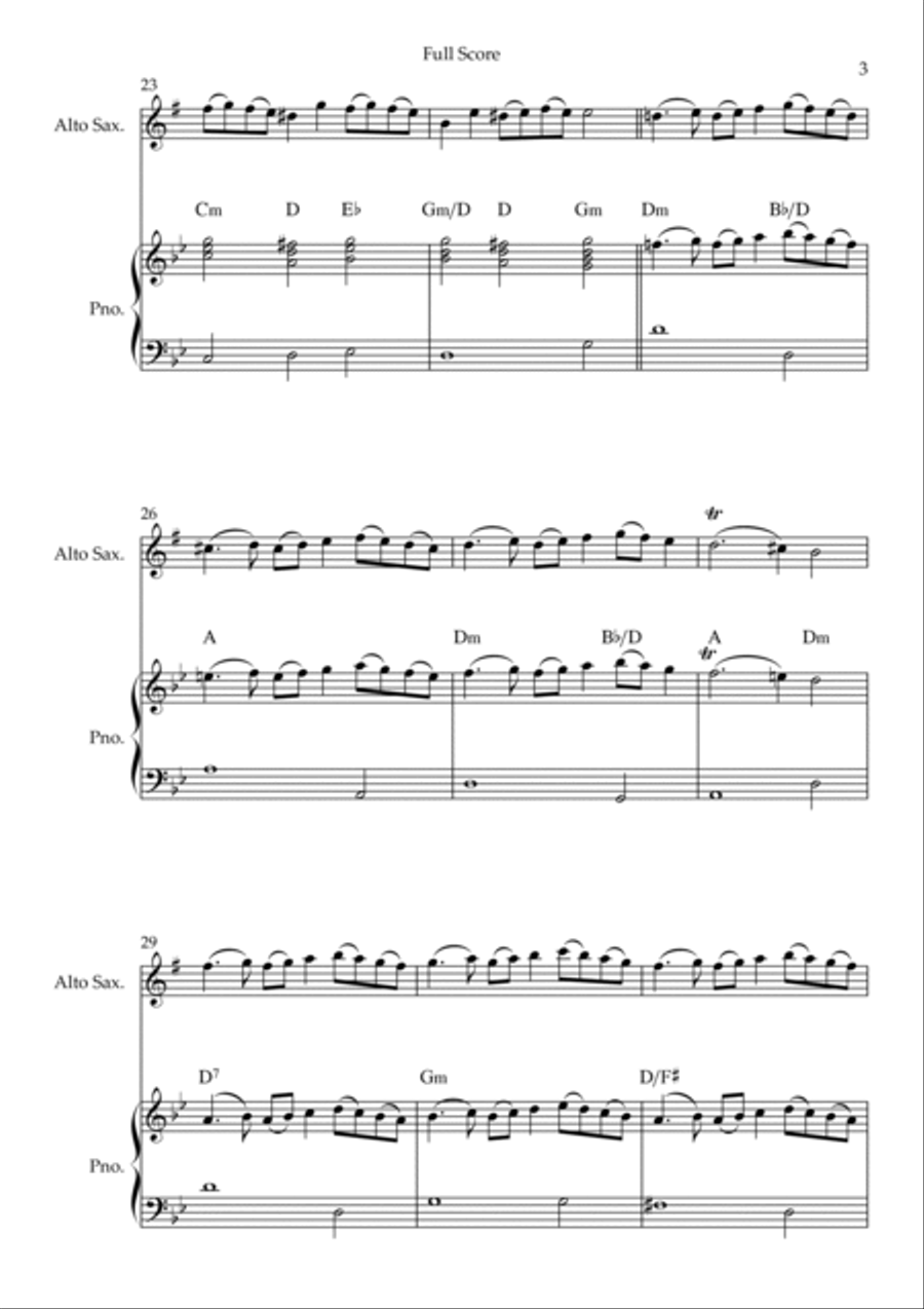 Rondeau (from Abdelazer) for Alto Saxophone Solo and Piano Accompaniment with Chords Alto Saxophone scores gallery preview page 3
