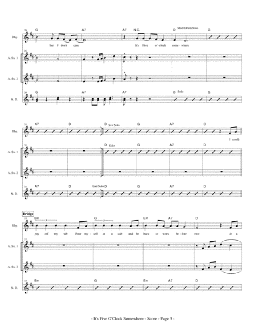 It's Five O'clock Somewhere Small Ensemble scores gallery preview page 5