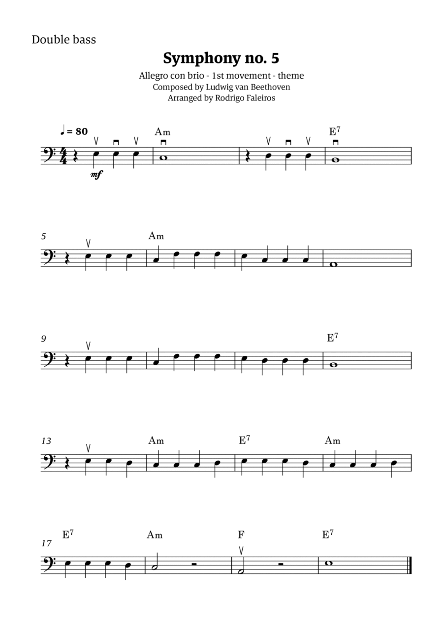 Symphony no. 5 - 1st movement (theme) Chamber Music scores gallery preview page 1