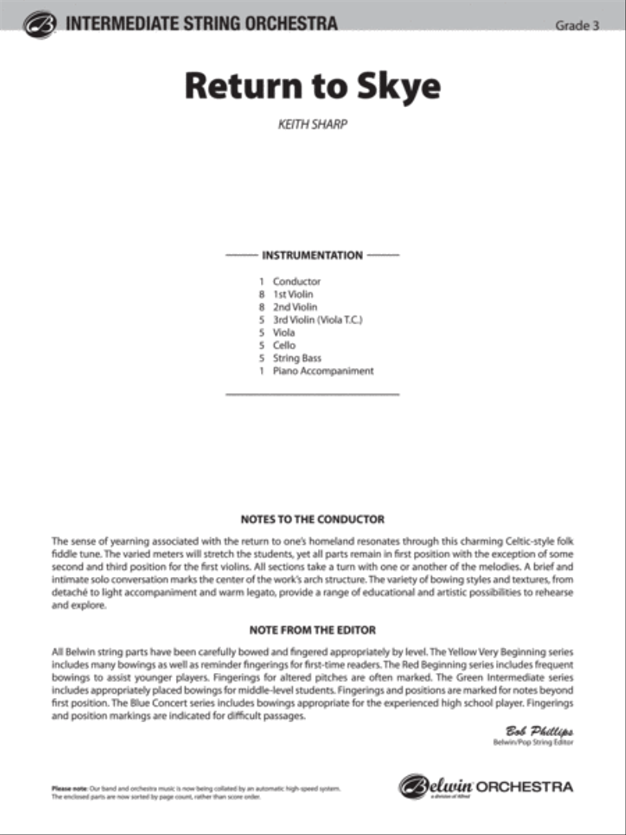 Return to Skye: Score Return to Skye: Score String Orchestra scores gallery preview page 1