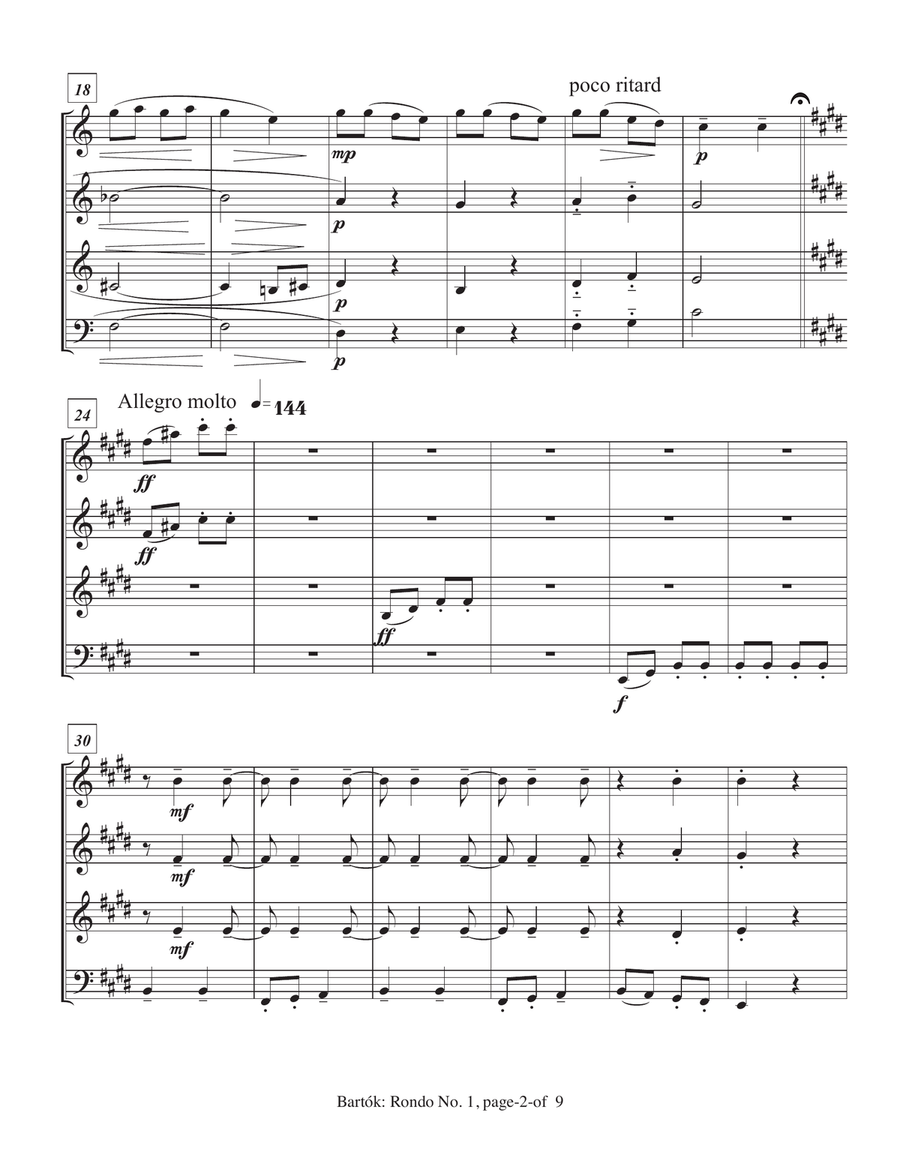 Rondo No. 1 from Three Rondos on folk tunes Woodwind Quartet scores gallery preview page 4