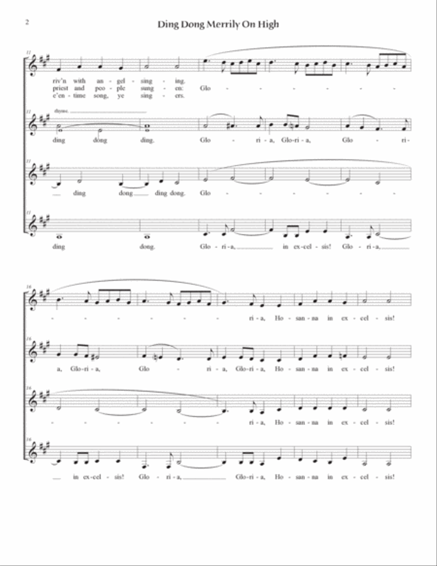 Ding Dong Merrily On High for SSAA a cappella with DIVISIS SSAA scores gallery preview page 2