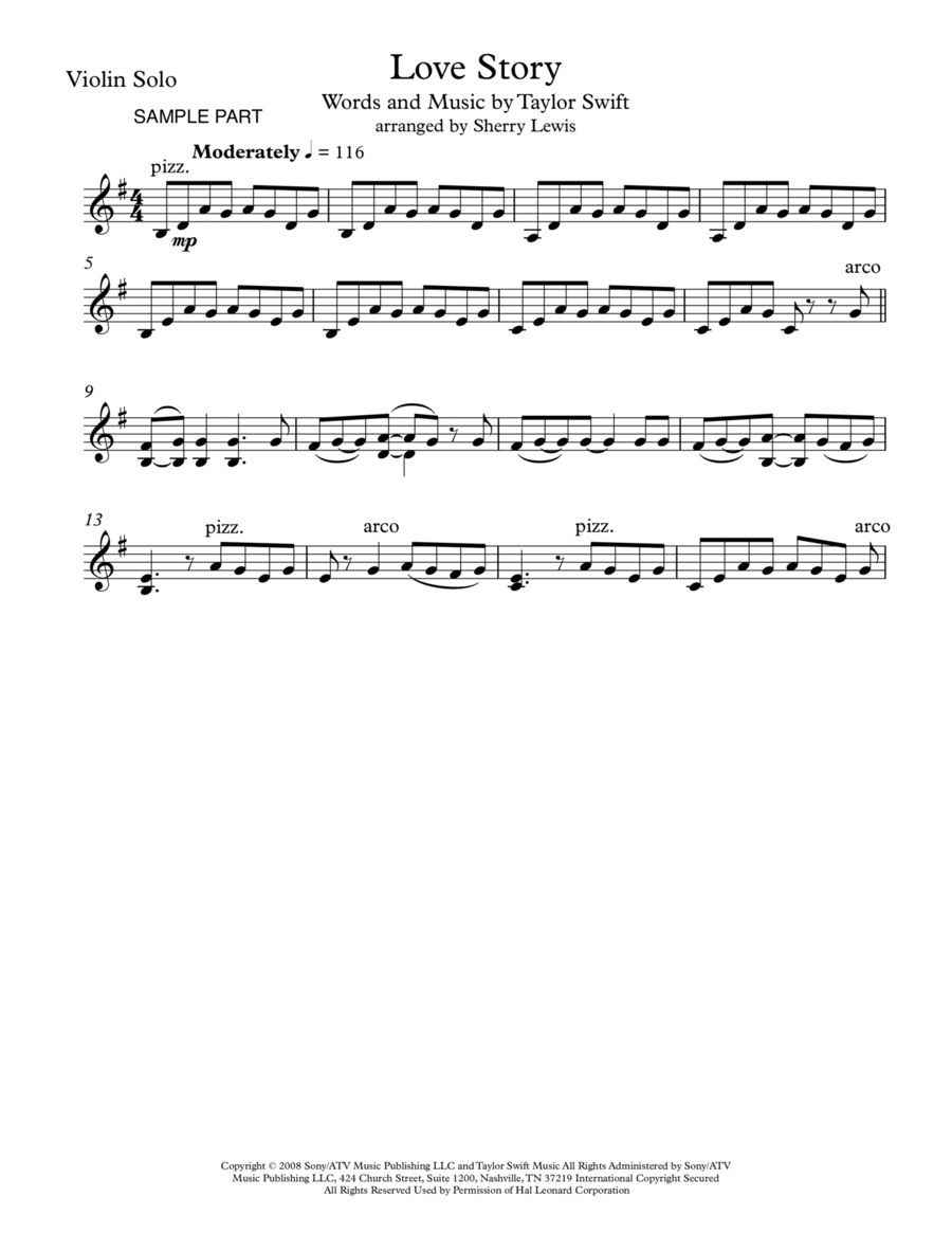 Love Story Violin Solo scores gallery preview page 1