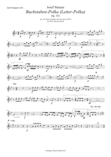 Buchstaben-Polka (Letter-Polka) Op. 252 for brass quintet