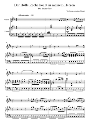 W.A Mozart - Der Hölle Rache kocht in meinem Herzen (Die Zauberflöte) Violin Solo - D Key