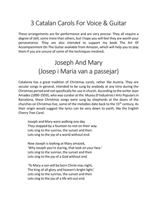 3 Catalan Carols for Voice & Guitar-Joseph and Mary