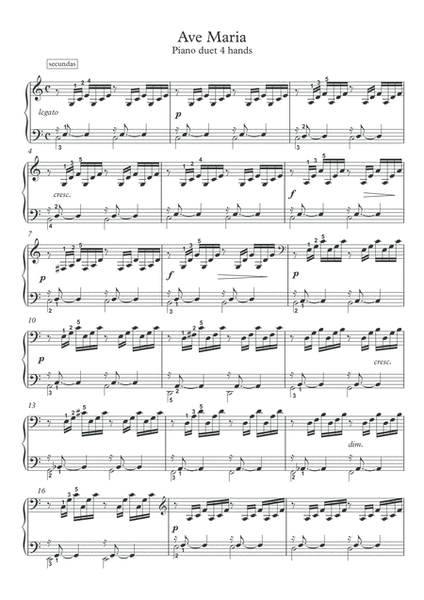 Ave Maria for piano duet 4 hands image number null