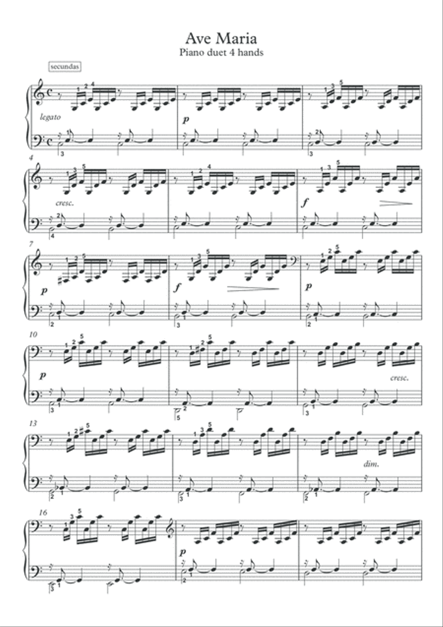 Ave Maria for piano duet 4 hands Ave Maria for piano duet 4 hands 1 Piano, 4-Hands scores gallery preview page 3