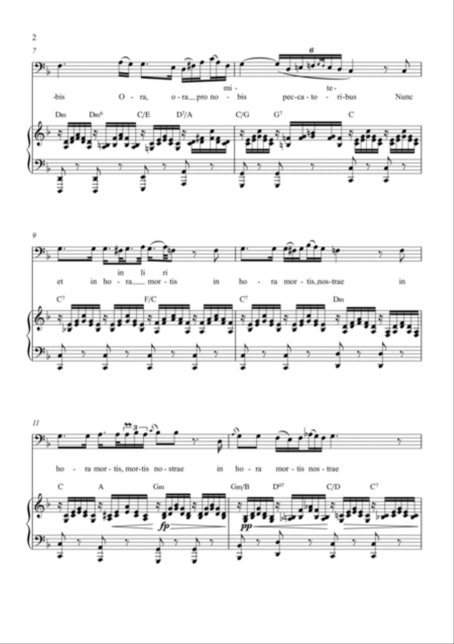 Ave Maria Schubert - Baritone with chords in F Voice Solo scores gallery preview page 2