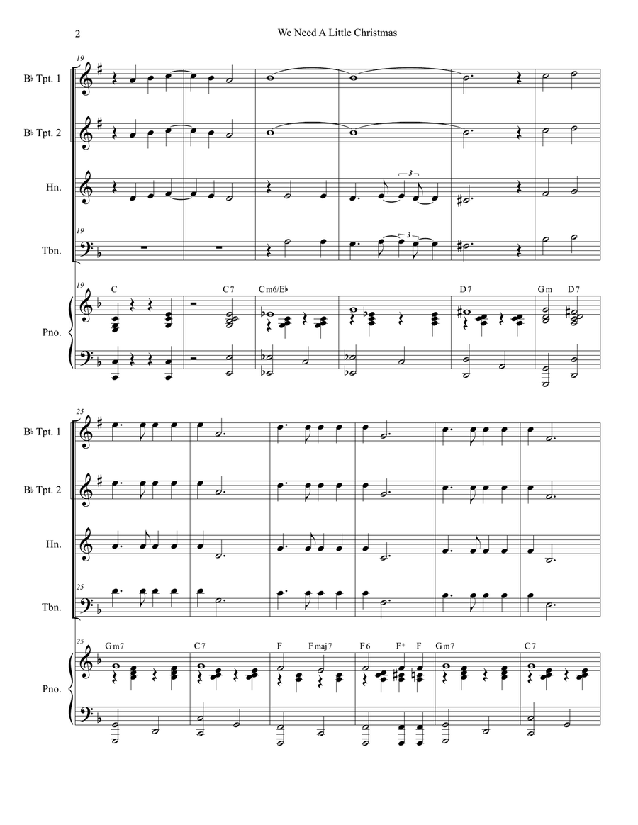 We Need A Little Christmas Brass Quartet scores gallery preview page 2