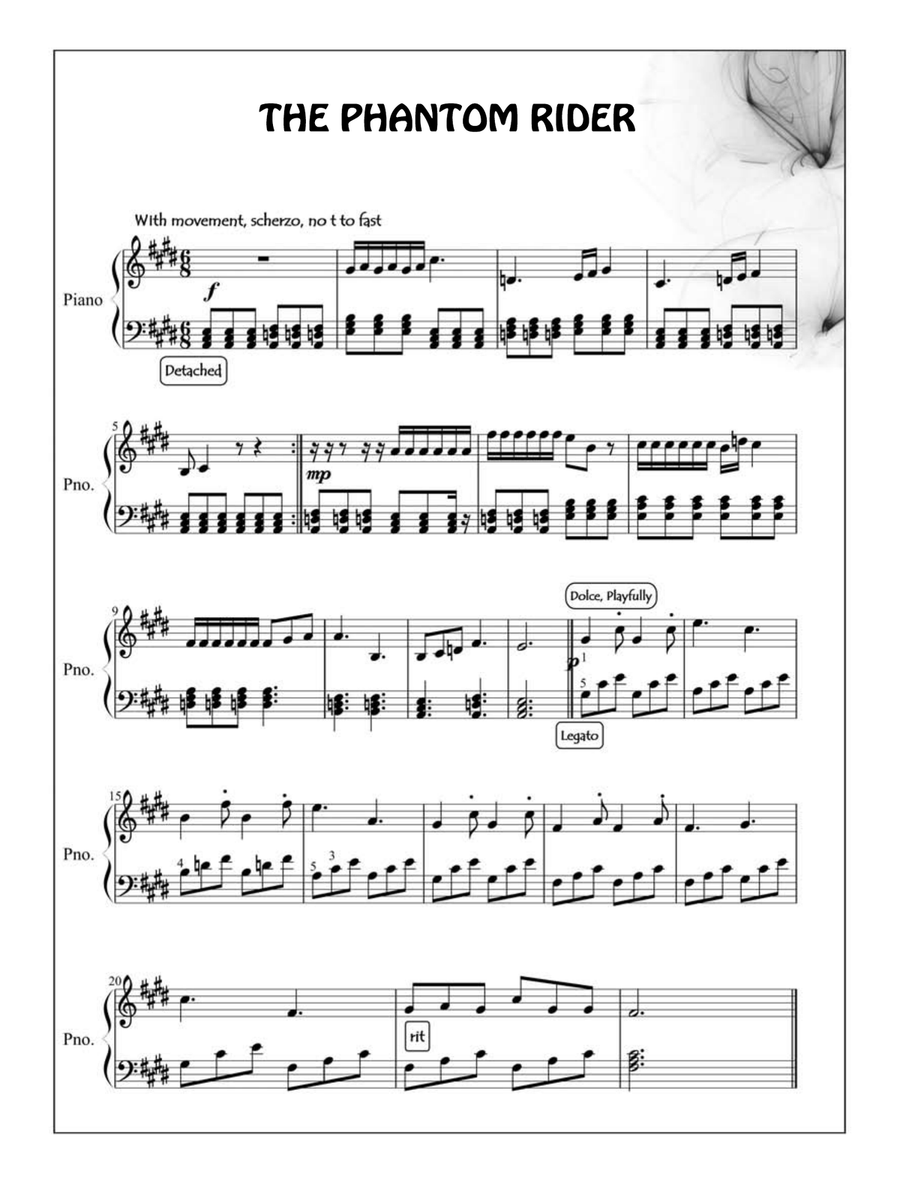 The phantom rider Piano Solo scores gallery preview page 1