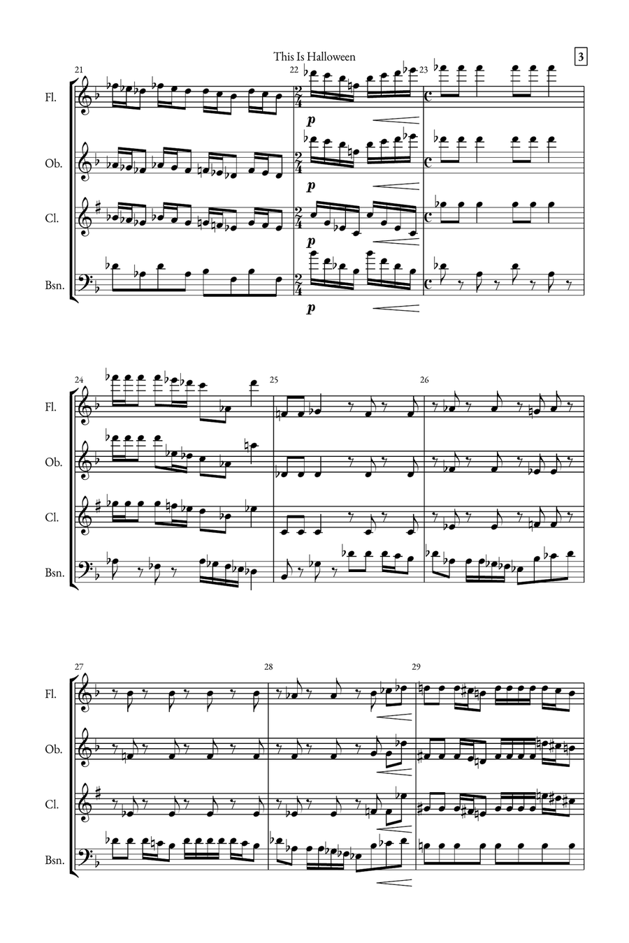 This Is Halloween Woodwind Quartet scores gallery preview page 3