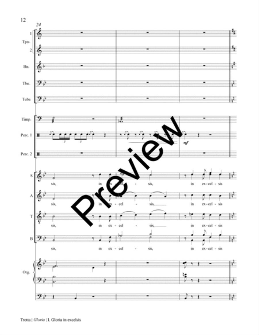 Gloria (Full Score for Organ, Brass, Percussion) Choir scores gallery preview page 15