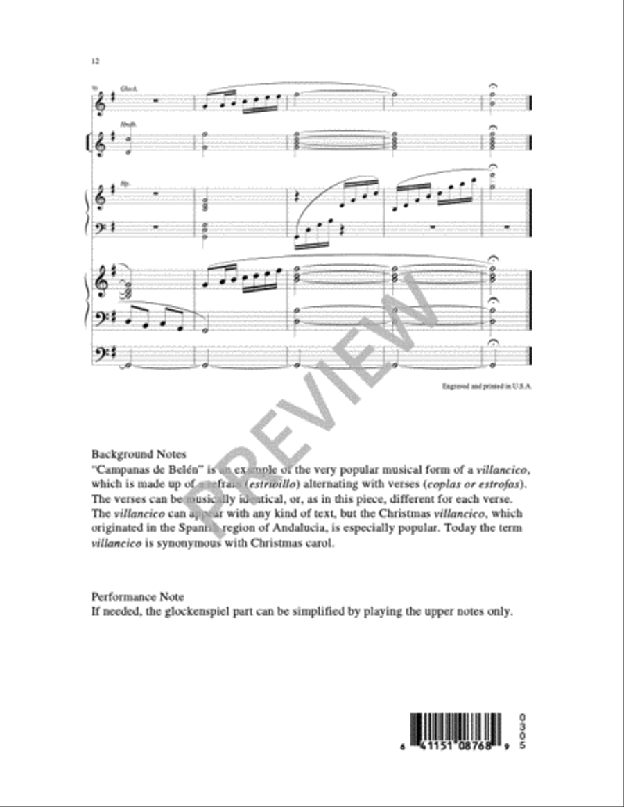 Campanas de Belen-Milligan 4-Part scores gallery preview page 8
