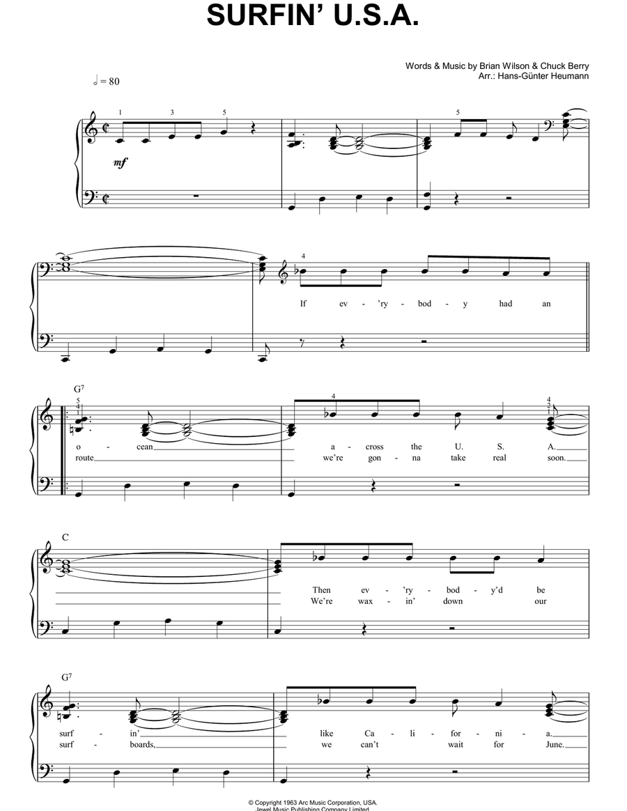 Surfin' U.S.A. Easy Piano scores gallery preview page 1