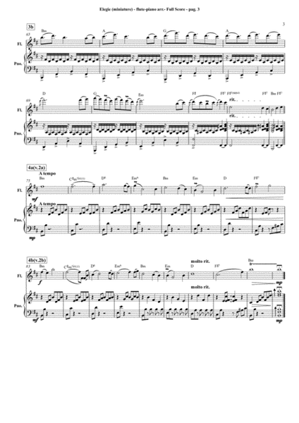 ELEGIE (ELEGY) (miniatura) (miniature) - aranjament pentru duet flaut-pian in Si minor (arrangement image number null