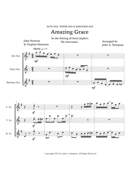 Amazing Grace / The Entertainer (Sax Trio: ATB) image number null